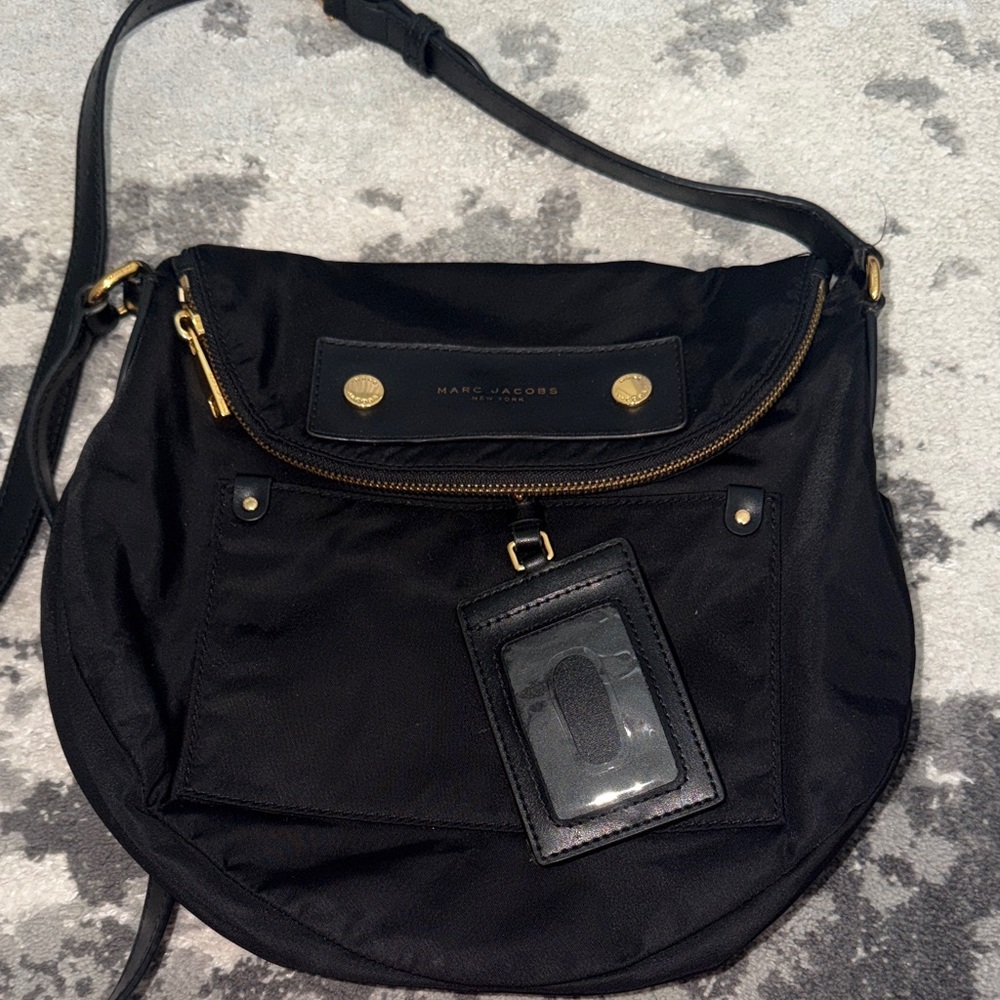 Marc Jacobs Black and Gold Crossbody Nylon Bag